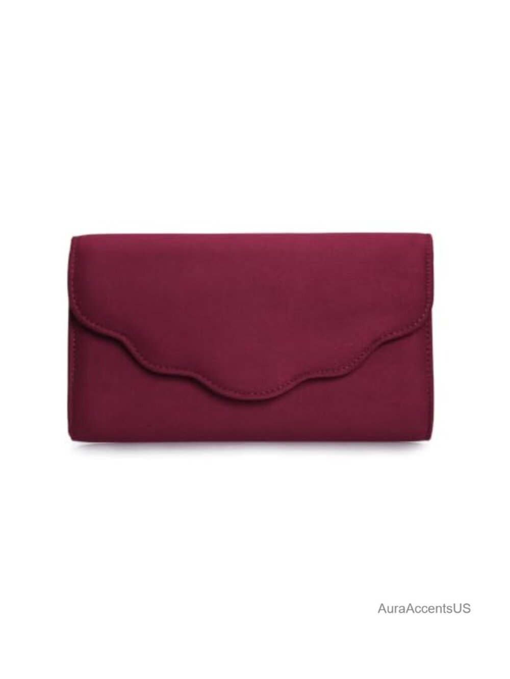 Faux Suede Evening Bag Clutch with Scalloped Wave Flap